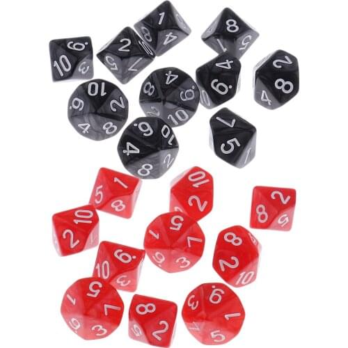 20 Pieces Plastic 10-sided Dice D10 for Table Games