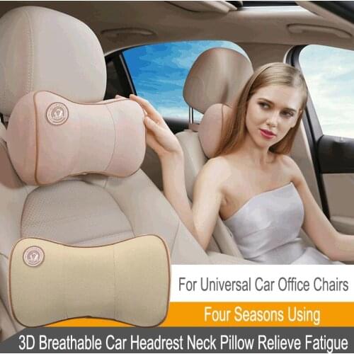 Car Headrest Head Seat Cushion Neck Pillow Rest Memory Foam Cotton Cover For Auto Travel Support Fabric Soft Chair Mesh Home