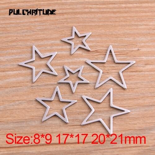 PULCHRITUDE 20Pcs 3 Size Pentagram Charm Stainless Steel Pendant Open Bezels Pressed Resin Frame Mold Bezel DIY Jewelry Making