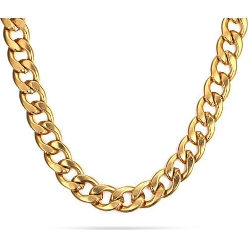 Popular Hip hop Necklaces for Men Gold Hiphop Necklace 316l Stainless Steel Gold Curb Link Chain Necklace Men Jewelry Necklace
