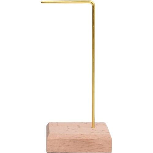 Simple Wooden Base Metal Jewelry Display Stand for Dangle Earrings Hanging Rack, Ring Studs Tray