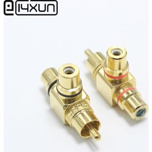1pcs/lot Gold Plated 1 Male to 2 Female RCA Splitter Adapter AV Video Audio Connector Plug