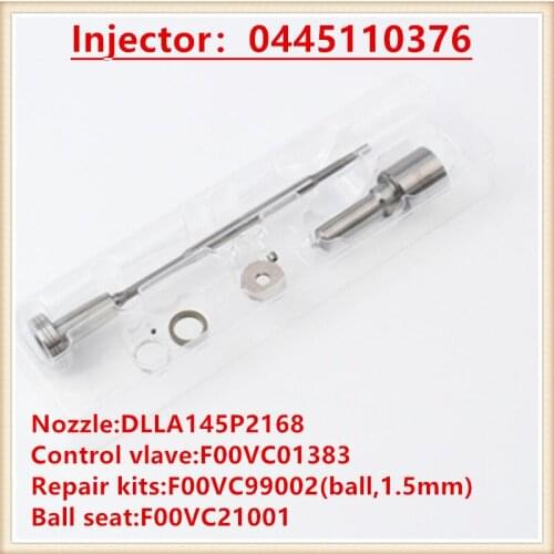 Diesel injector repair kits DLLA145P2168, F00VC01383 overhaul kits for injector 0445110376 (5285744)