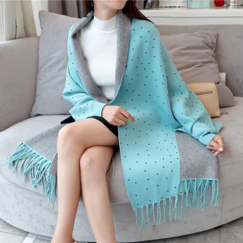 Scarf Korean Womens Dual-Use Shawl Cloak Autumn And Winter Coat Double-Sided Tassel Office Keep Warm Outside Cape Jacket y1232