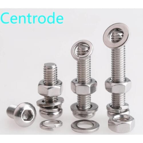 M5m6m8m10m12 stainless steel 304 disc head hexagon socket screw nut washer spring washer set Daquan 2Pcs