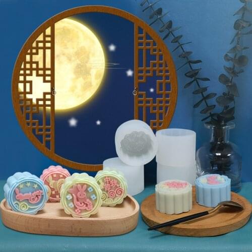Moon Rabbit Moon Cake Silicone Mold DIY Snowy Mung Bean Cake Mold Creative Dessert Mold Soap Making Supplies Soap Mold