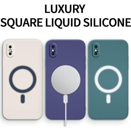 Luxury Shockproof Soft Magsafe Wireless Charging Liquid Silicone Case For iPhone X XS Max 11 12 pro Mini cover Fundas Coque
