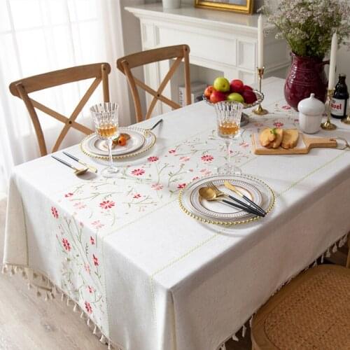 Polyester Linen Table Cloth Flower Printed Rectangle Dustproof Tableclothes Desktop Table Cover Household Home Decor Tafelkleed
