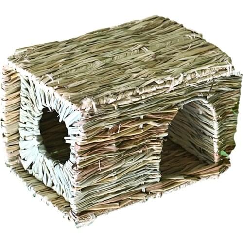 Handmade Straw Folding Rabbit Nest Grass Hut Bed Rabbits Nest Golden Silk Bear Chinchilla Hedgehog Guinea Pig Warm House