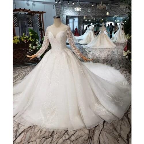 BGW HT562 European Style Wedding Dresses With Long Train Lace Up Back Luxury Wedding Gown 2020 New Fashion Design
