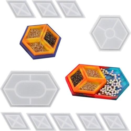 Polygonal handmade coaster tray resin casting mold removable jewelry tray mold tray assorted dishes epoxy resin mold crafts