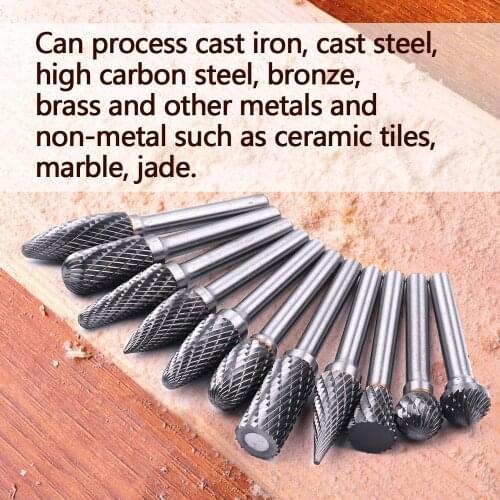 High Quality 1Pcs 1/4" Tungsten Carbide Burr 6.35mm Double Grain Cutter Rotary File 12mm Diameter Woodworking Milling CNC Tool