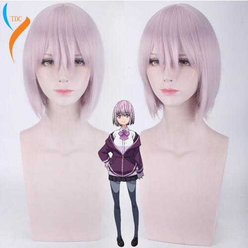 2019 New Anime SSSS.GRIDMAN Shinjo Akane Cosplay Wigs Women Short Straight Purple Wig Akane Shinjo Halloween Cosplay Hair