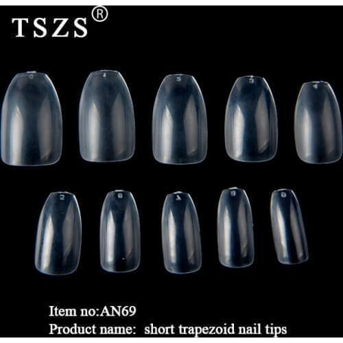 1bag/lot Professional Coffin Ballerina Shape Full Cover Short Clear Natural Acrylic Nails False Tips