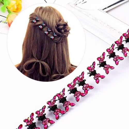 Fashion 12PCS/Lot Small Cute Crystal Flowers Metal Hair Claws Hair Clips Girls Hairstyle Hairpins Hair Oranment Hair Accessories