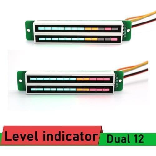 DC 12V Dual 12 LED Level indicator Stereo power Amplifier music Spectrum Display VU Meter AGC Mode Light Speed rhythm Analyzer