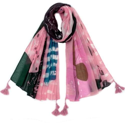 2021 Beautiful Cotton Graffiti Print Tassel Scarf Shawls Long Soft Beach Leaf Scarves Hijab Wrap Free Shipping