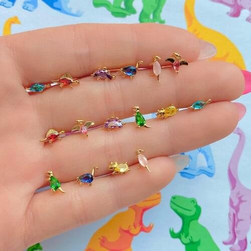 2021 New Arrival Fashion Brand Jewelry Crystal Dinosaur Stud Earrings for Women Delicate Zirconia Animal Earrings Gift