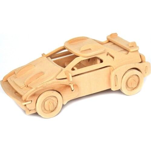 3D Jigsaw Puzzles Toy Wooden Car Model 3D Small Car Puzzle Building DIY Wooden Car Educational Toys Baby Kids Car Toys