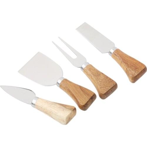 4pcs/set Board Set Bamboo Wood Handle Cheese Knife Slicer Kit Kitchen Cooking Tool Cheese Cutter Knives Cheese Grater