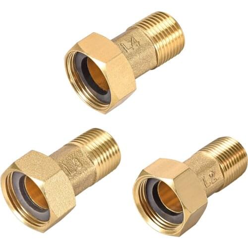 4 Pcs Brass Pipe Fitting, Hex Nipple, G1/2 Male x G3/4 Female Thread Connector Water Meter Coupling 48mm-53mm Length