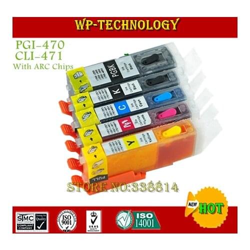 5PK Full Ink Refillable Ink cartridge suit for PGI-470 CLI-471 ,suit for Canon PIXMA MG5740 MG6840 MG7740 . with ARC Chips