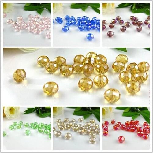 8 Colors Wholesale AB Color Rondelle Round Spacer Glass Crystal Beads 6*8mm 100pcs CR-05C