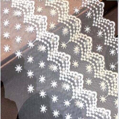 Free Shipping Mesh Star Dot Embroidered Lace Trim Lolita Skirt Clothing Accessories Width 8cm 10Yards/lot