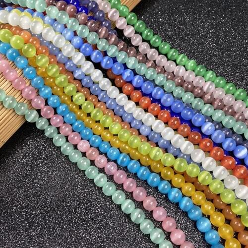 Natural Stone Beads Cats Eye Stone Round 4/6/8/10 Mm Loose Beads for Jewelry Making DIY Bracelet Necklace Earings