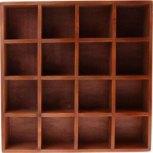 Wooden Wall Shelf 16 Cubes Storage Cabinet Wall Mount Space Save for Books CDS Toys Ornament Miniatures Books Photos Holder