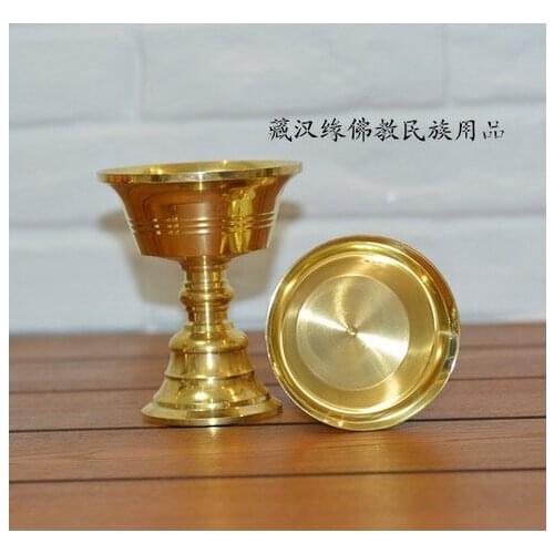 Birthday Ghee Lamp holder Candle holder Tibetan Brass Butter copper oil lamp Buddhist supplies Birthday