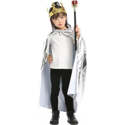 Girl Kids Cloak King Cape Queen Princess Role Play Props Cosplay Crown Sceptre Party Supplies Costume Halloween Christmas