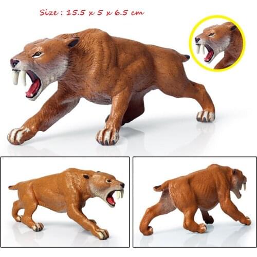 15.5*5.6*6.5CM Original Wild Animals Saber-Toothed Tiger Model Action Figurines Miniature Collection Toy For Kids