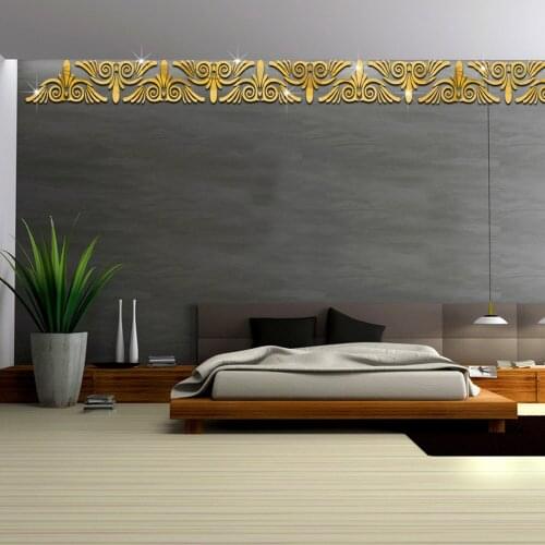 Funlife A set of two mirror stickers waistline living room background wall decoration acrylic mirror wall decals 1328