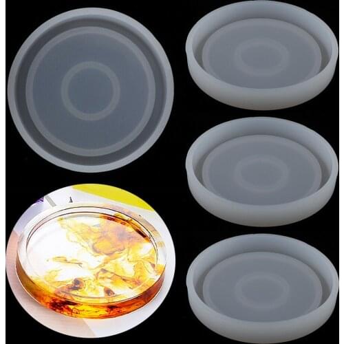 4pcs Circular Cup Pads Round Silicone Coaster Resin Casting Molds Flexible Flat Plate Coaster Jewelry Making Mould