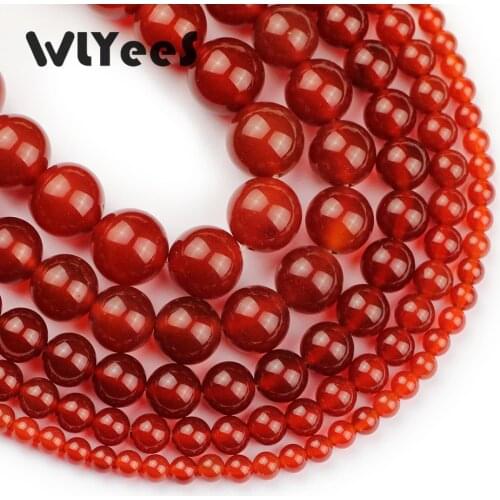 WLYeeS AAA Red carnelian Natural stone beads Round Ball 4-12mm loose beads Jewelry bracelet Necklace Making DIY Accessories 15"