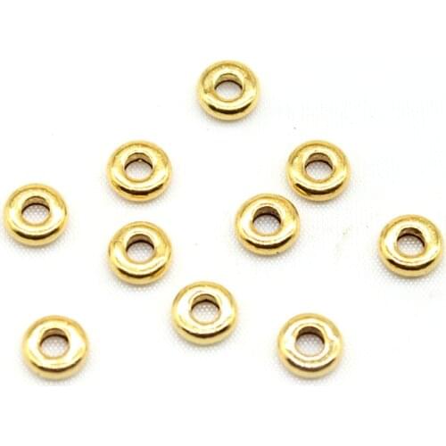10pcs/lot 2.5mmx6.5mm Silver Gold Tone Round Flat Metal Alloy Spacer Beads Loose Beads for Jewelry Making DIY Bracelet Findings