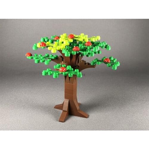 MOC Bricks Big Tree Bushy Fruit Tree set Green leaves Action figure Educational Building Blocks Tos for children Kids Xmas Gifts