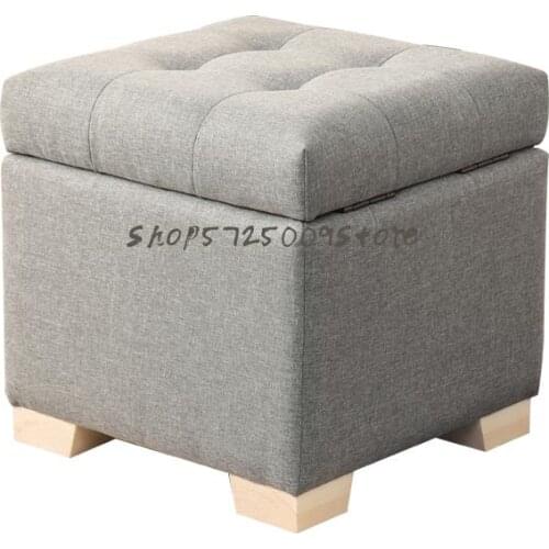 Square Stool Cloth Storage Stool Shoe Changing Stool Living Room Storage Solid Wood Foot Soft Pier Sofa Stool Foot Door Shoe Tes