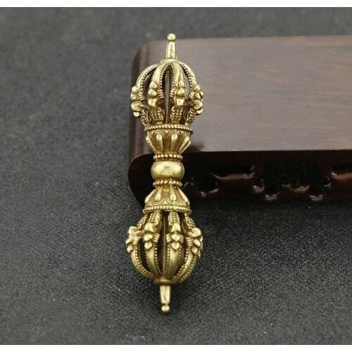 Copper Figurines Vajry Pestle Miniatures Home Desk Decoration Retro Bronze Collection Buddha Feng Shui Crafts Buddhism Pendants