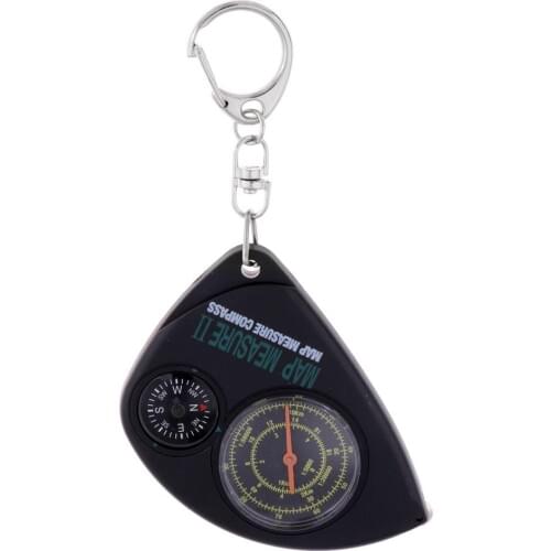 Mini Compass Odometer With Key Chain Ring For Hiking Running Camping