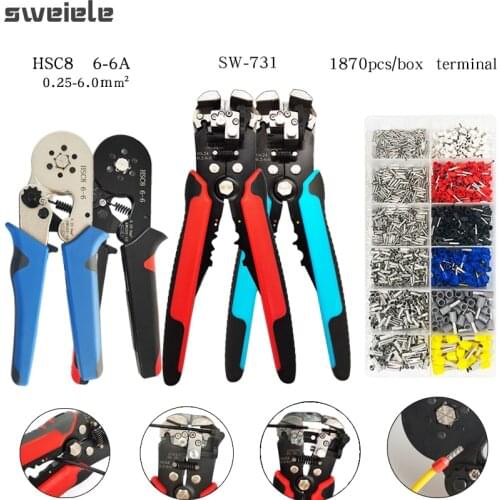 Multifunctional Crimping Pliers, Automatic Wire Stripper Tool Combination, High-Precision Crimping Tool Kit With Wire Terminals