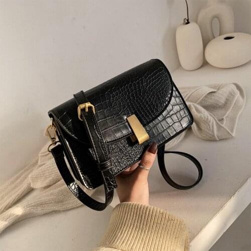 Fashion Crocodile Pattern Shoulder Bag for Female 2021 Simple Broadband Crossbody Bag Women Brand Design PU Leather Handbag