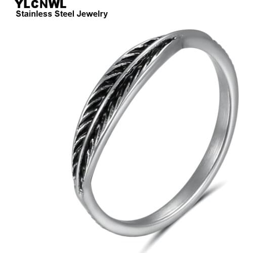 Fashion Stainless Steel Wedding Rings For Women Girl 2020 Leaf Style Band Ladies Cute Jewelry Holiday Gift