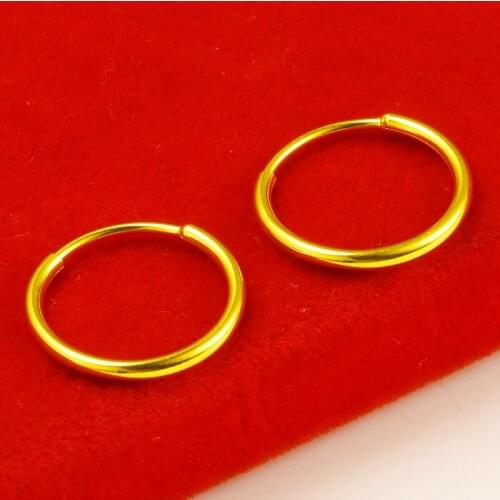 Fashion 18K Gold Earring Jewelry for Women Wedding Simple Hoop Earrings Gold Shiny Elegant Birthday Gifts