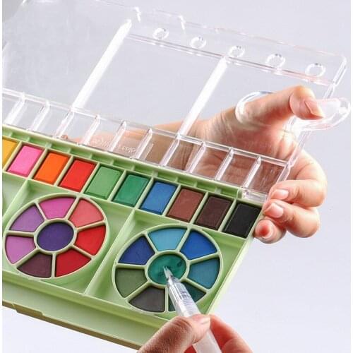 2021 New 36 Colors Solid Watercolor Pigment Paint with Brush Pen Water Color Painting Hand-painted Portable Paint Art Supplies