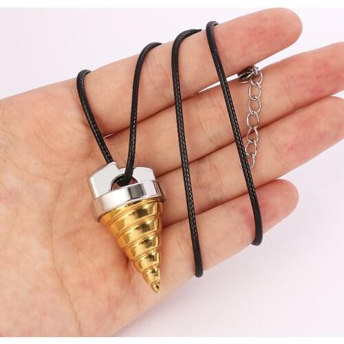 Hot Wholesale Gurren Lagann Cone Pendant Necklace Tengen Toppa Movie Jewelry Core Drill Shape Pendant & Rope Chain Gift for Kids