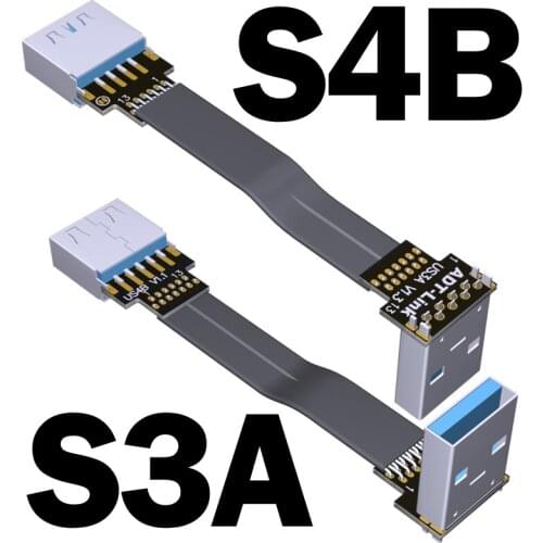 Black FFC USB 3.0 Type-A FPV Flat Slim Thin Ribbon FPC Cable 90 Degree Standard USB A Male to Female Male For Sync And Charging