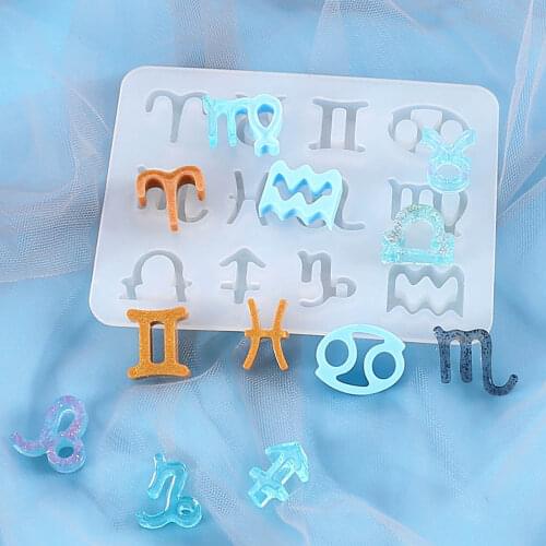DIY Jewelry Silicone Molds 12 Horoscopes Keychain Pendant Casting Molds Earrings Molds DIY Silicone Resin Crafts