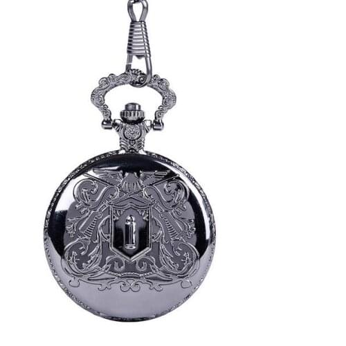 Black bullet pattern Modern clock men and woman antique cowboy chain pocket watches gift